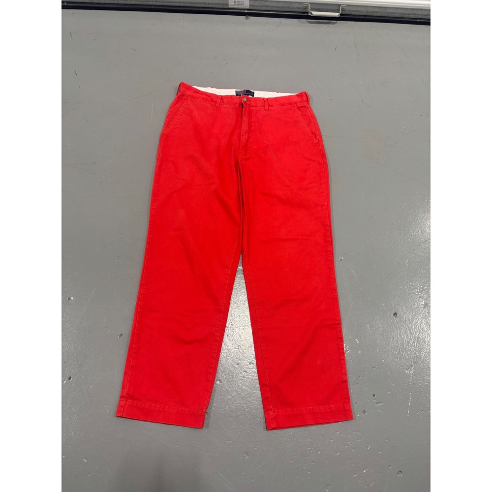 Polo Ralph Lauren Mens Red Chino Pants 35x30 Straight Leg 100% Cotton Twill - Picture 2 of 8